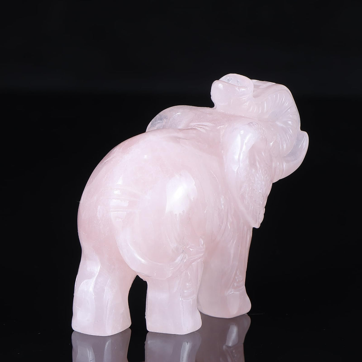 Hxswkk 2.5in Hand Carved Rose Quartz Crystal Elephant Statue - Healing Craft Home Office Decor & Gifts