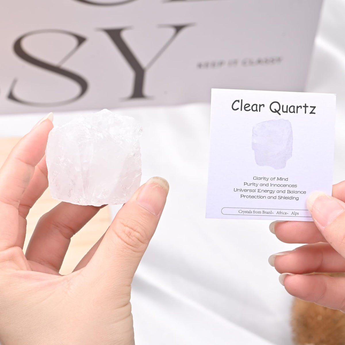 Clear Quartz Raw Stones 1PC, Gemstones Raw Stones and Healing Crystals, Hand Carved Natural Pocket Raw Stone for Decoration Tumbling, Garden(1.18"-1.97")