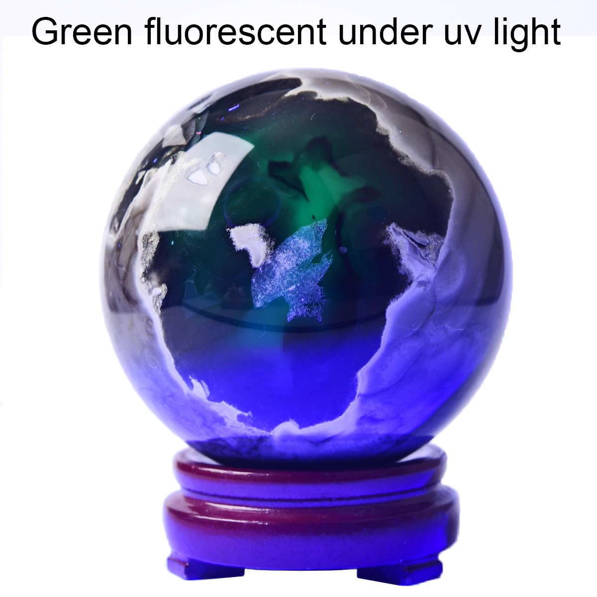 JIC Gem Volcanic Agate Crystal Sphere Large Quartz Crystal Ball with Stand Healing Ornament Witchcraft Meditation Decor 3.5-4 inch(90-100mm)