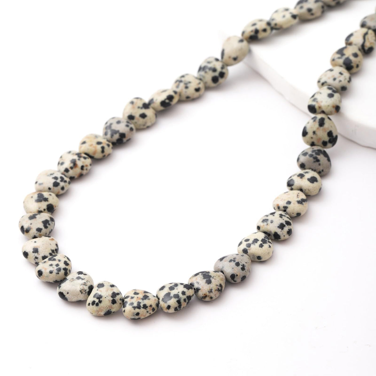 Natural Heart Shaped Dalmatian Stone Beads 10mm Loose Crystal Healing Beads for DIY Necklace Bracelet Making Gemstone Craft Supplies