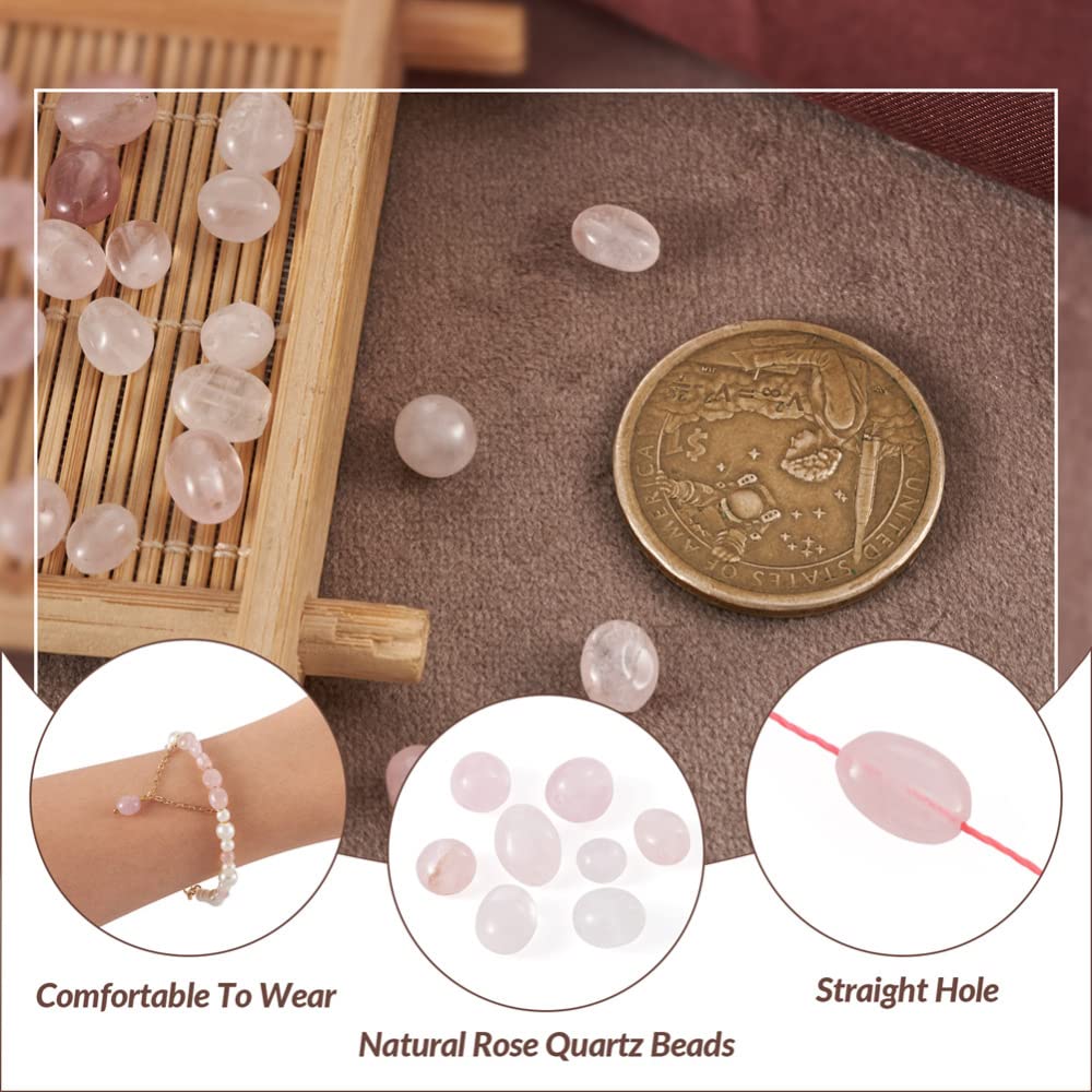 Fashewelry 43Pcs Irregular Natural Rose Quartz Beads Nugget Tumbled Chakra Gemstone Beads Crystal Healing Drilled Loose Beads 9-11x8-9mm for Earring Bracelet Necklace Jewelry Making