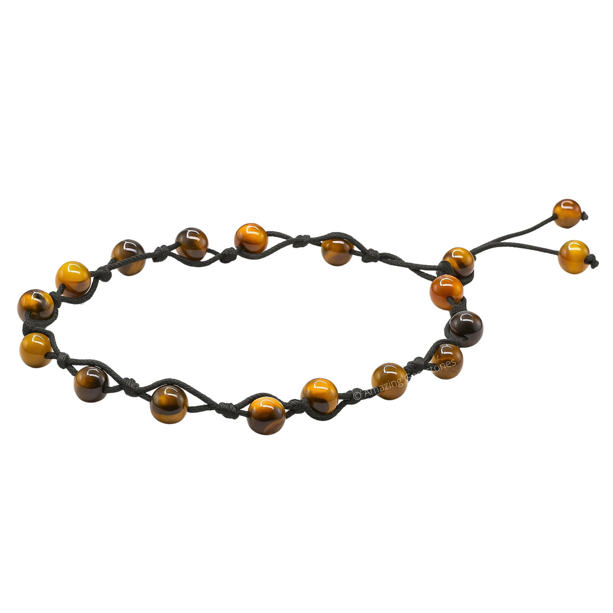 Amazing Gemstone Tigers Eye Anklet Ankle Bracelets for Women - Waterproof Beaded Healing Crystal Anklets, Plus Size Chakra Gemstone Bead Anklet (Stretchy Adjustable - Hand Knotted)