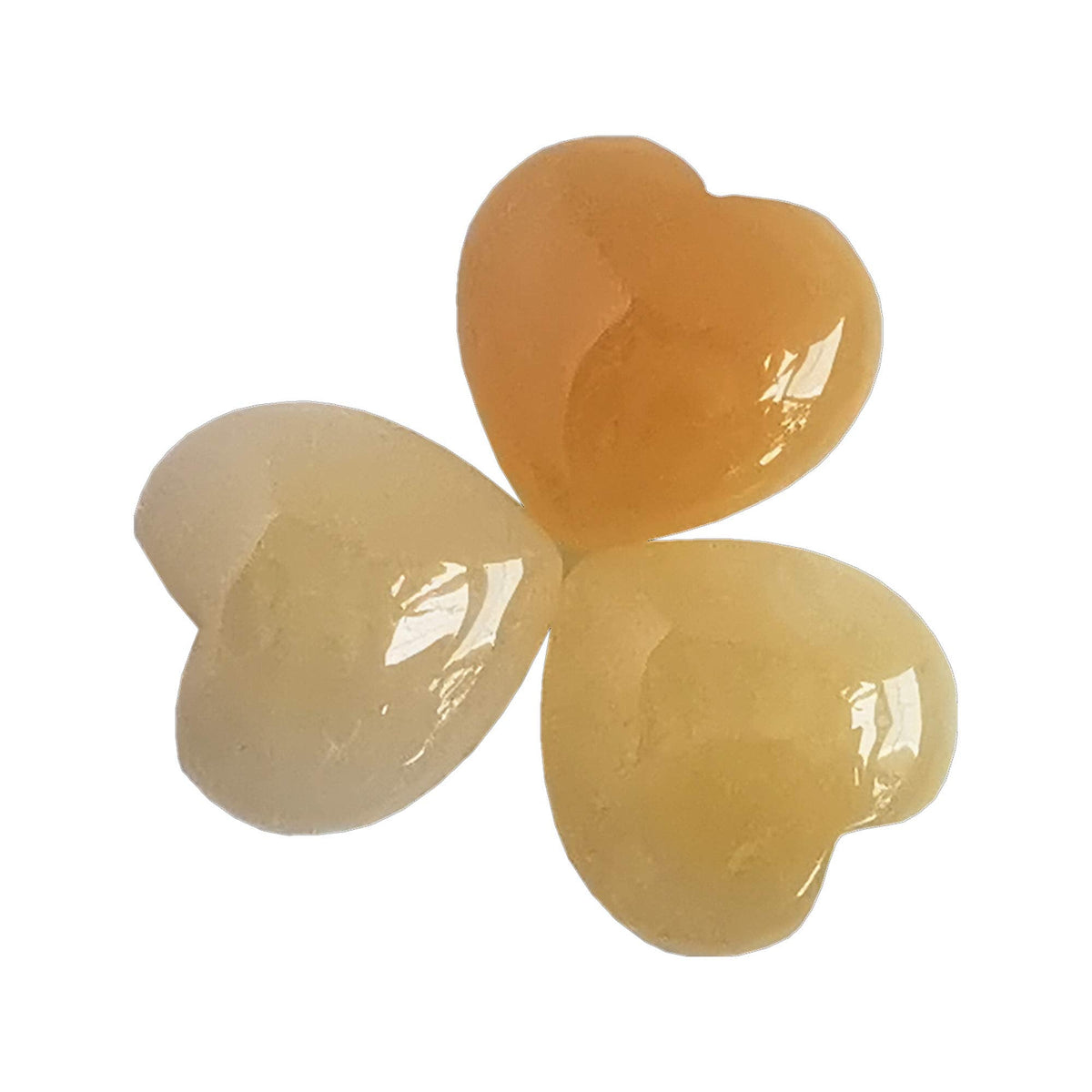 Bacatgem 3 Pcs Natural Yellow Jade Pocket Palm Thumb Healing Crystal Heart Love Worry Stones,1 inches Reiki Balancing Crystal and Healing Stones