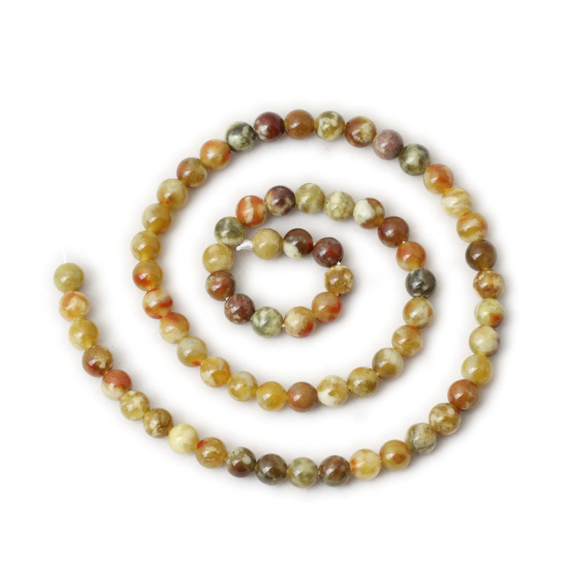CHEAVIAN 60PCS 6mm Natural Yellowish Green Serpentine Jade Round Loose Stone Beads for Jewelry Making 1 Strand 15"