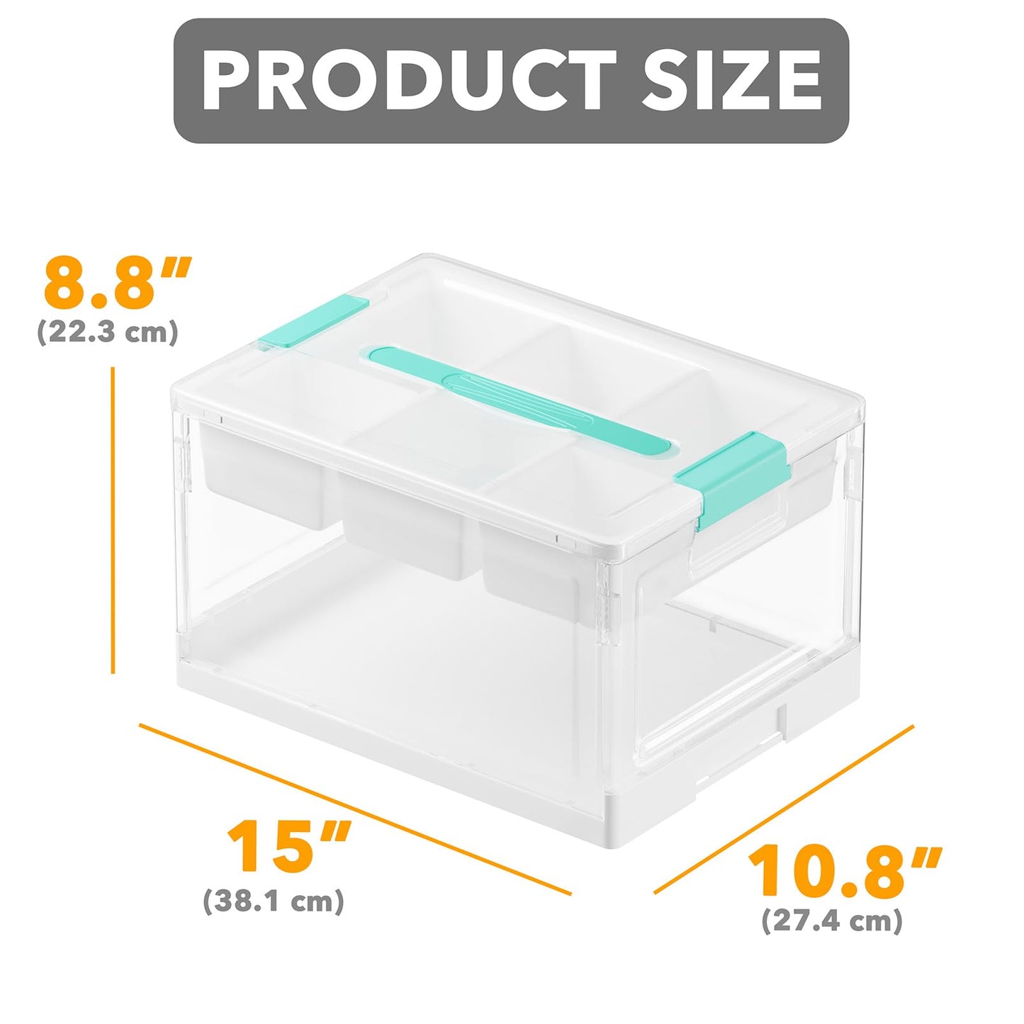 SpaceAid Craft Organizers and Storage - 24 QT Plastic Box Art Supply Storage Organizer Bin with Lid, Removable Trays and Dividers, Clear Container for Art and Craft Supplies,1 Pack