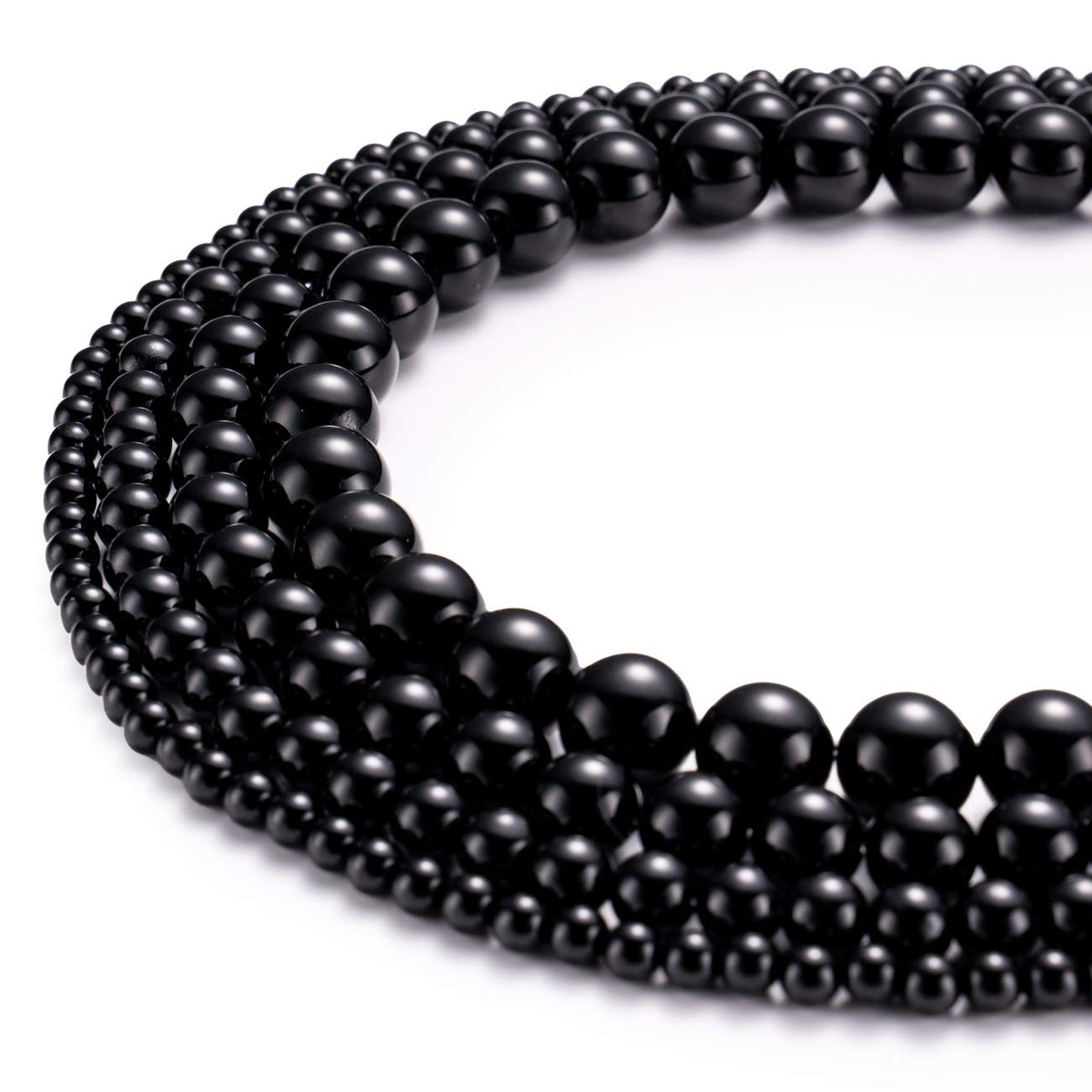 BEADIA Natural Black Onyx Stone Round Loose Semi Gemstone Beads for Jewelry Making 4MM 89PCS