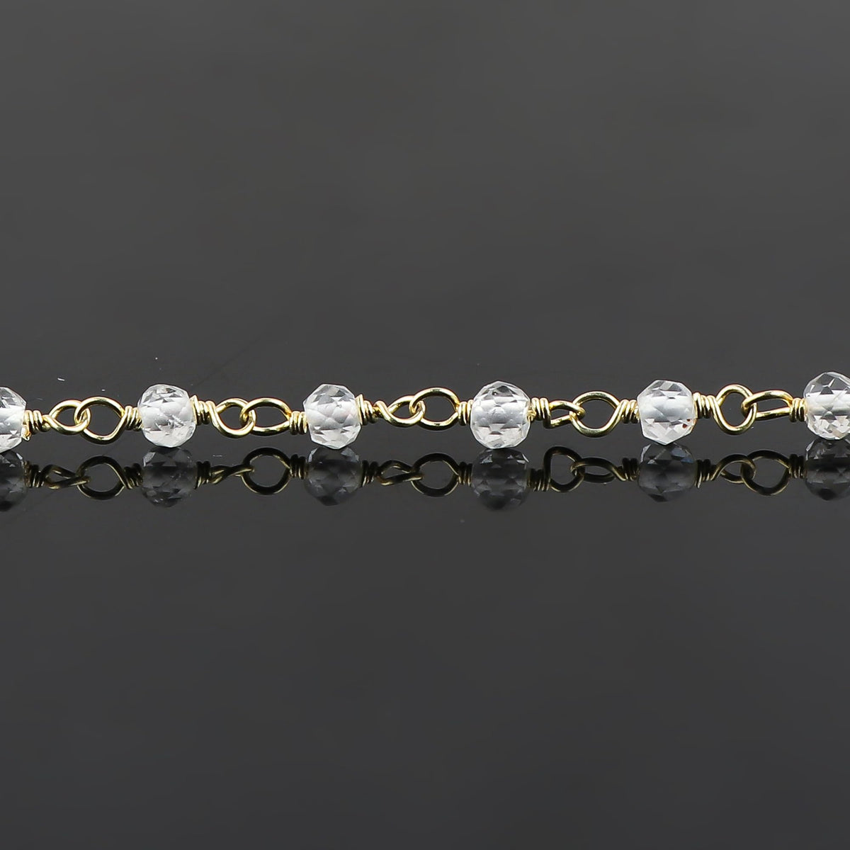 JOR Natural White Topaz Beaded Rosary Anklet, Handmade Craft, Anklet Beads Bracelet, Chakra Healing Anklet, Gemstone Women Jewelry, Dainty Gold Plated Anklet 9 inch + 2 inch (1pcs)