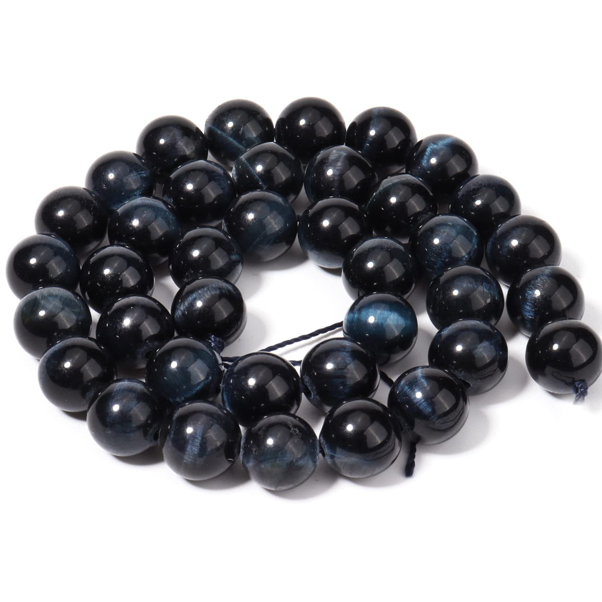 60pcs 6mm Natural Blue Black Tiger Eye Gemstone Beads Energy Healing Crystal Round Loose Stone Beads for Jewelry Making, DIY Bracelets Necklaces