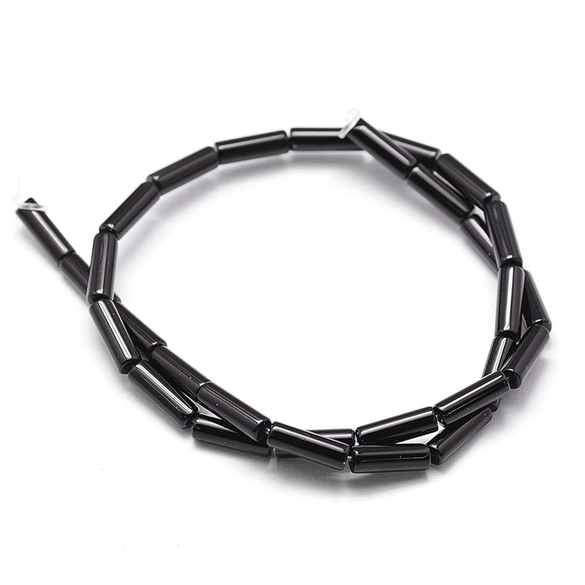 HAAMIIQII Natural Black Onyx Tube Beads 13x4mm Column Stone Cylinder Gemstone Loose Beads for Jewelry Making Strand 15 Inch (28-29pcs)