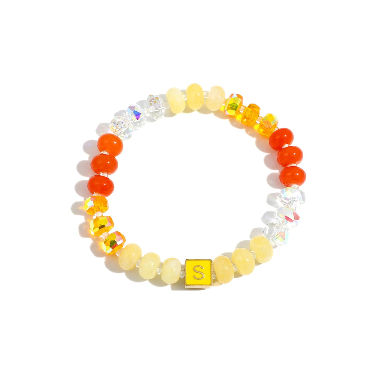 SLYAIH Colorful Beaded Initial Bracelets for Women Boho Crystal Beaded Elastic Stretch Bracelet A-Z Letter Bracelet Handmade Jewelry Gifts for Women
