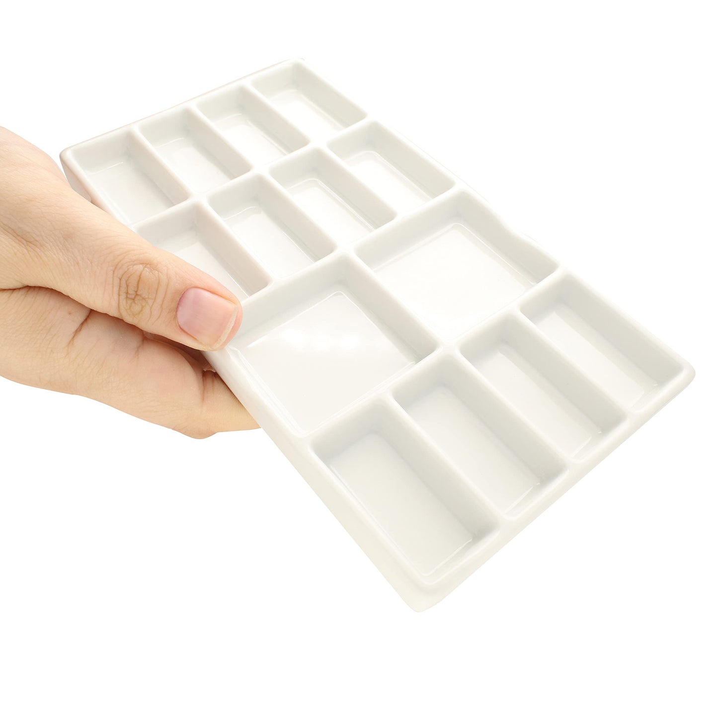 The Beadsmith Ceramic Mixing Palette – Rectangle Design Paint Holder – Arts and Crafts Accessories Organizer – 7.5" x 4.1" x .6” – 14 Compartments, (4 Palettes)