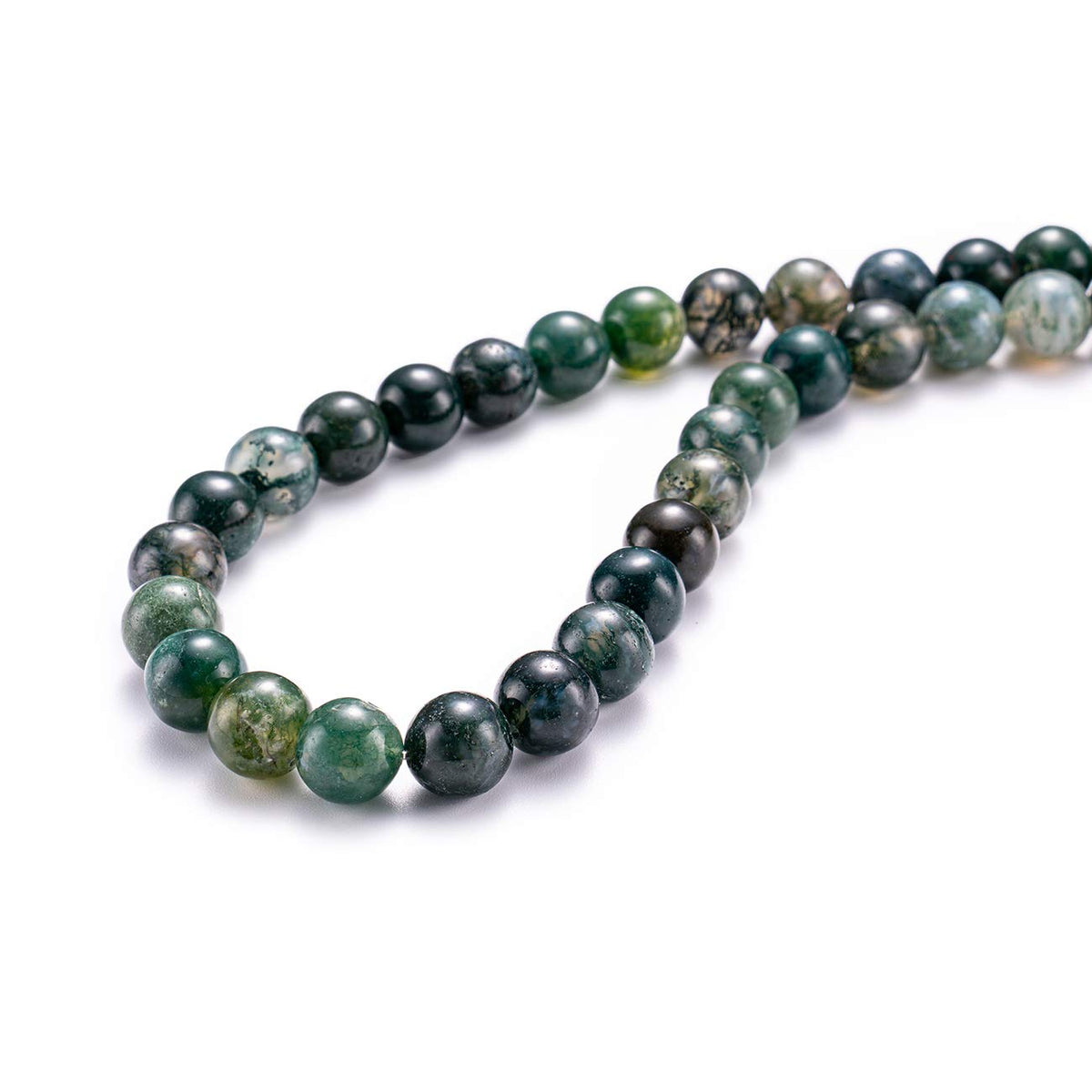 BEADIA Natural Moss Agate Stone Round Loose Semi Gemstone Beads for Jewelry Making 6MM 61PCS