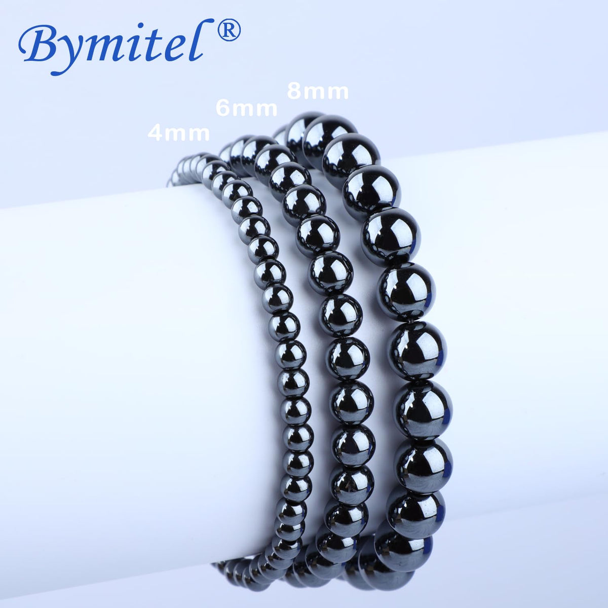 Bymitel 6mm Hematite - Handmade Reiki Gemstone Stretch Bracelet, Natural Beauty & Spiritual Essence, Crystal Healing for Unisex Adults