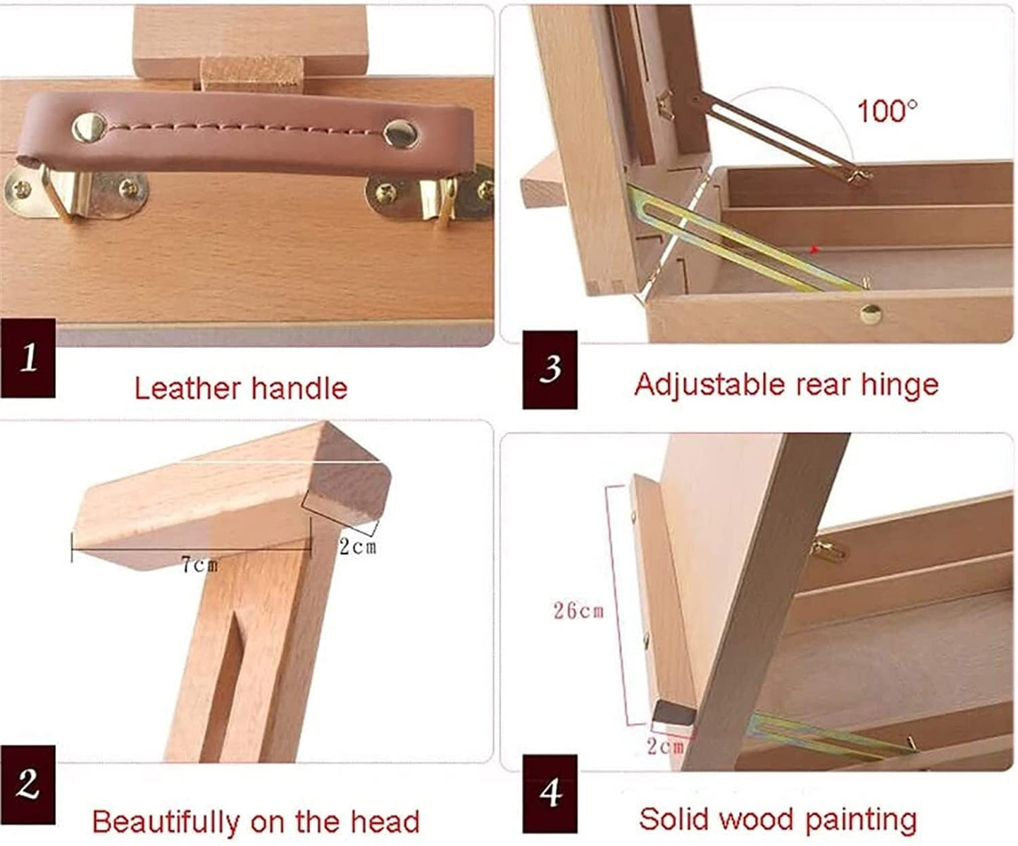 Wooden Table Box Easel,Artist Easel,Wood Table Sketching Box, Portable Desktop Storage Table for Artist Display Painting