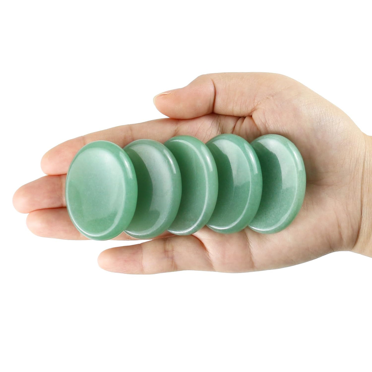 Namzi Green Aventurine Crystals Rock Worry Stone for Kids, Oval Palm Stone, Thumb Stone, Crystals and Healing Stone Quartz Bulk for Wicca, Reiki, Healing Energy, Chakra Stone, Witchcraft Supplies(1PCS
