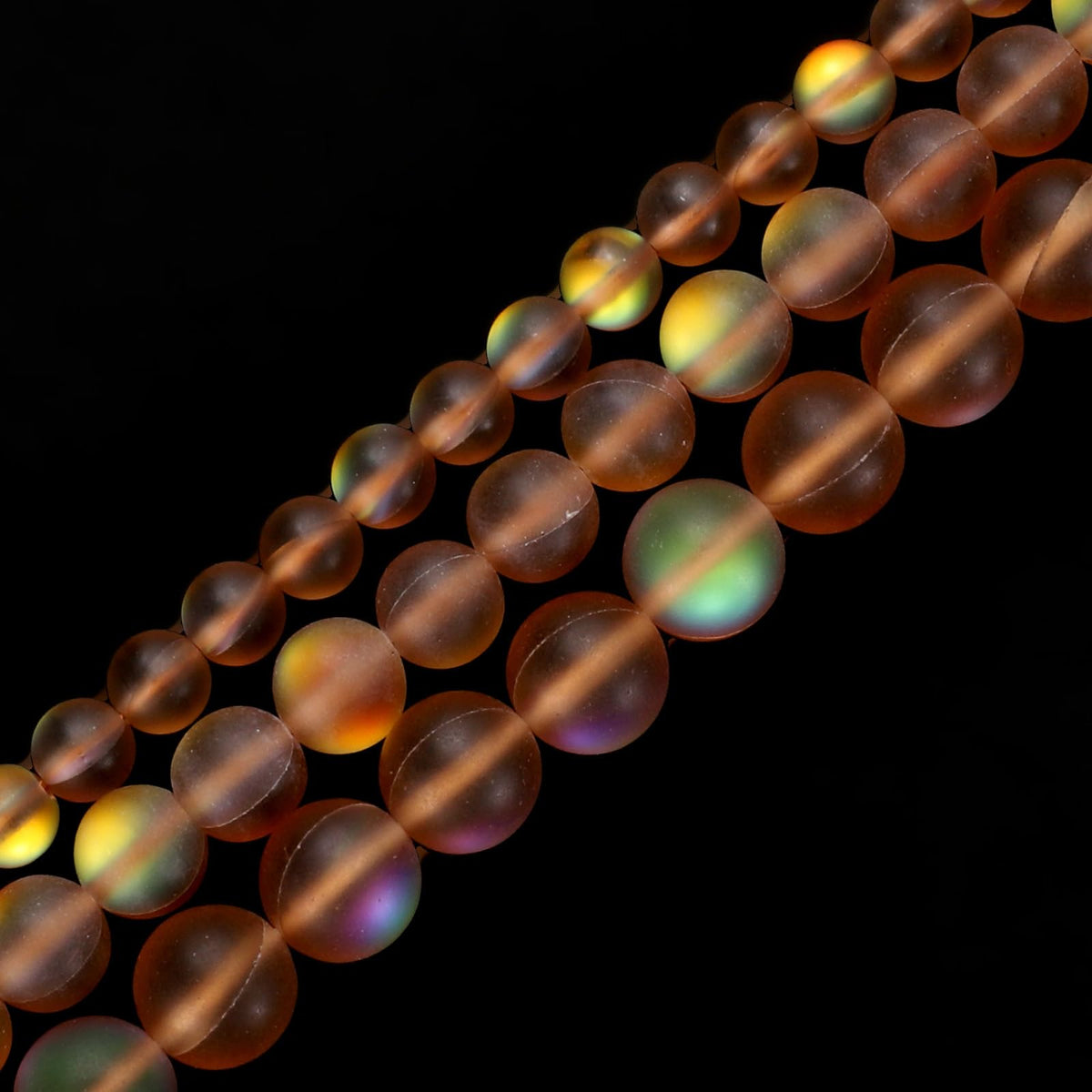 uxcell Matte Crystal Glass Beads 6mm Synthetic Frosted Shining Semi-Precious Round Loose Beads Synthetic Moonstone for Jewelry Making DIY Bracelet, Brown