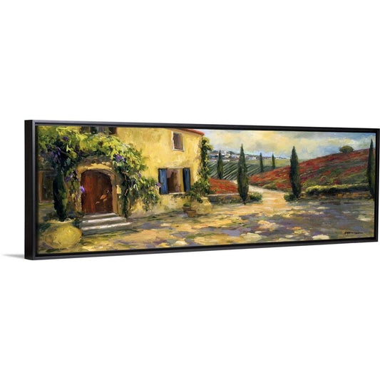 Tuscan Fields Black Float Frame Canvas Art, Countryside Artwork