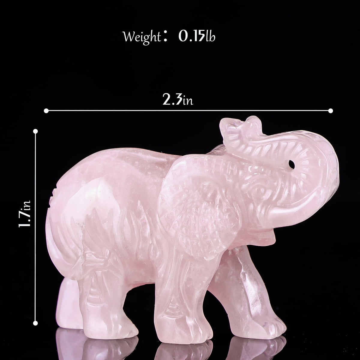 Hxswkk 2.5in Hand Carved Rose Quartz Crystal Elephant Statue - Healing Craft Home Office Decor & Gifts