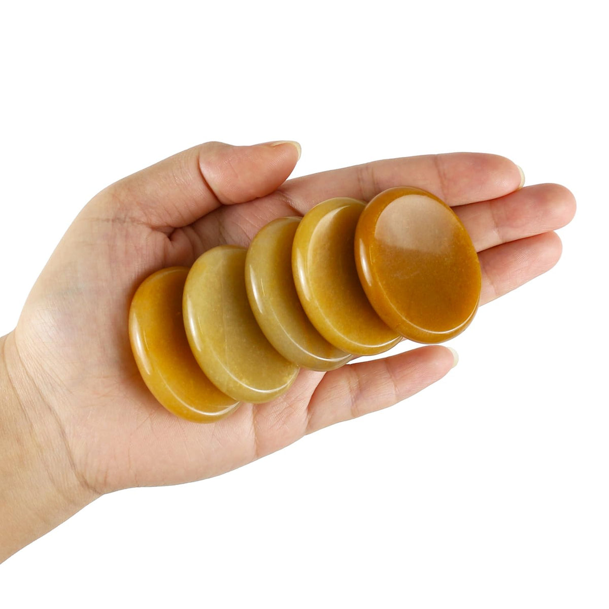Nvzi Worry Stones Citrine Crystal, Chakra Crystals and Healing Stones, Oval Palm Stone, Thumb Stone, Crystals for Beginners, Spiritual Gifts for Women, Meditation Accessories (1PCS