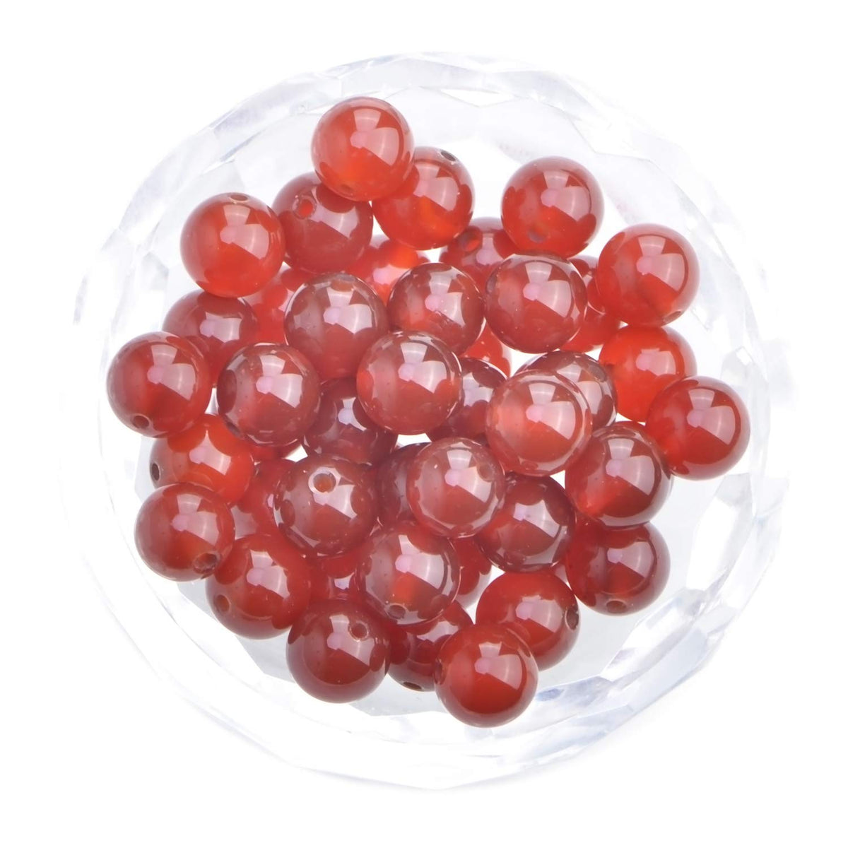 100Pcs Natural Crystal Beads Stone Gemstone Round Loose Energy Healing Beads with Free Crystal Stretch Cord for Jewelry Making (Carnelian, 8MM)