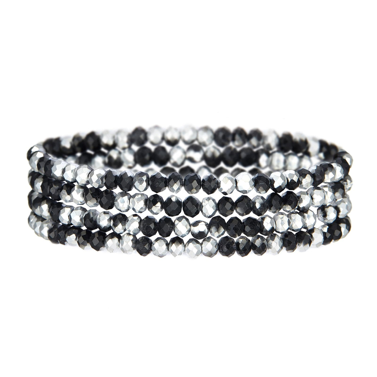 Noessla Beaded Boho Stretch Bracelet Colorful Stackable Crystal Beads Bracelets Trendy Costume Jewelry Mothers Day Gifts for Women(Black and Silver)