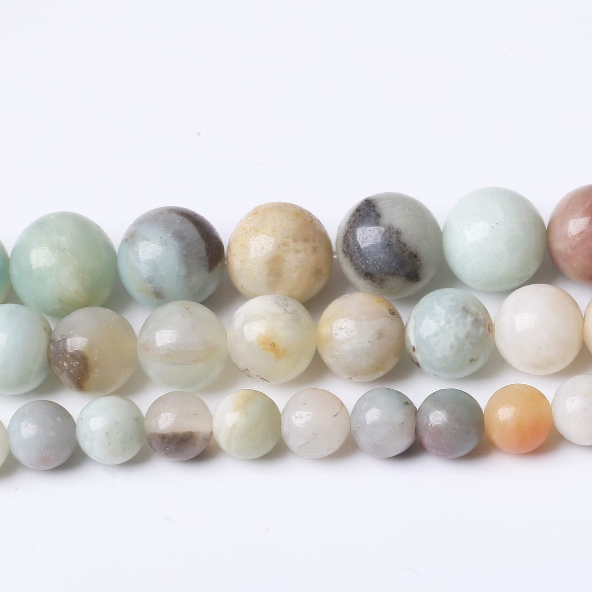 32PCS 12MM Natural Amazonite Beads Round Loose Stone Beads for Jewelry Making DIY Energy Stone Healing Power Bracelet 15"