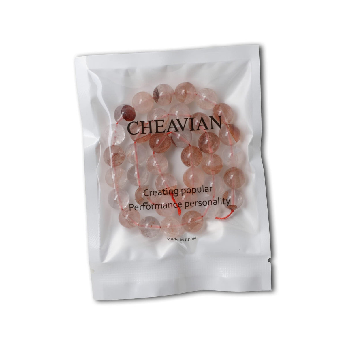CHEAVIAN 35PCS 10mm Natural Blood Quartz Crystal Round Loose Beads for Jewelry Making 1 Strand 15"