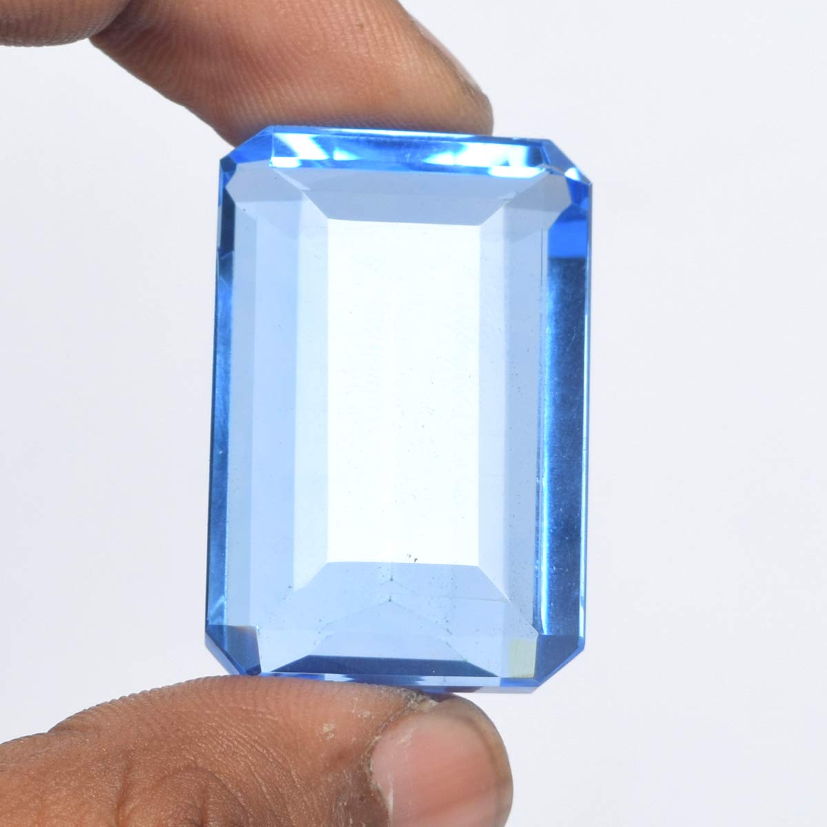 GEMHUB Gemstones For Jewelry Making 105.75 Carats Brazilian Blue Topaz Emerald Shape Loose Gemstone Crystals