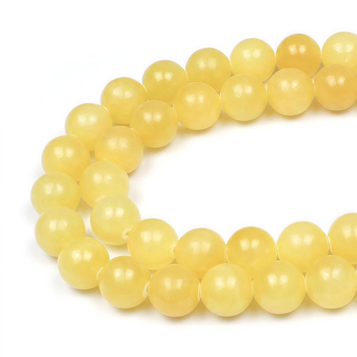 MJDCB Natural Yellow Marble Jade Round Stone Beads for Jewelry Making DIY Bracelet Necklace (12mm)
