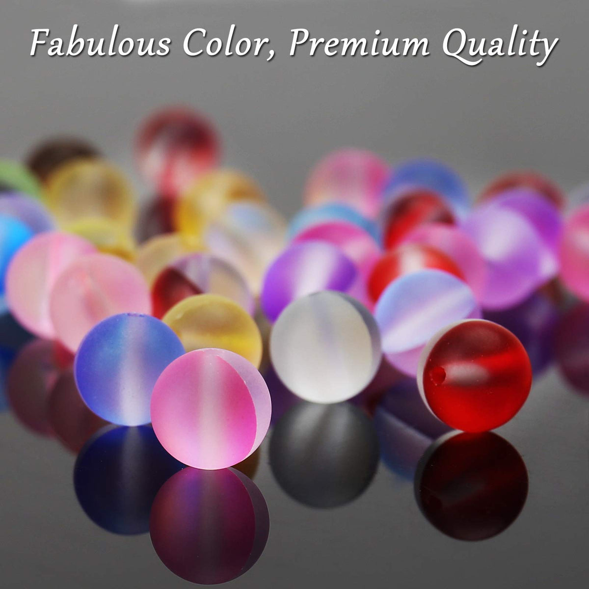 Matte Mixed Color Aurora Crystal Glass Beads, 8MM Frosted Glitter Shining Mermaid Round Loose Beads, Rainbow Holographic Synthetic Moonstone for Jewelry Making DIY Bracelet