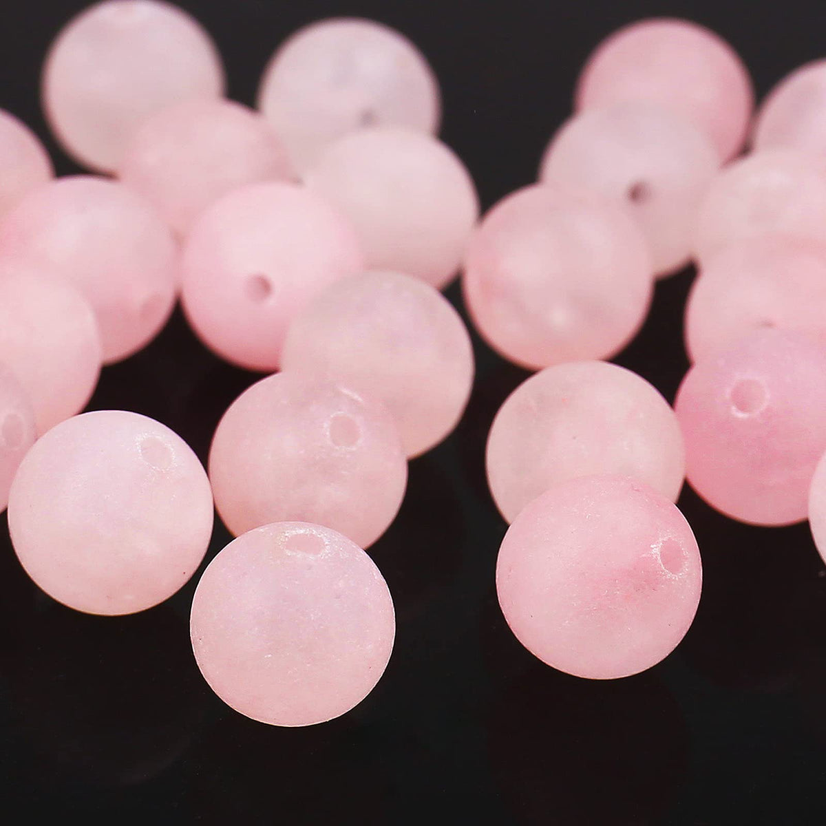 Natural Matte Pink Quartz Beads, 8MM Round Frosted Unpolished Loose Gemstone Beads for Bracelet Necklace Jewelry Making, Energy Stone Healing Power with Stretch Beading Cord