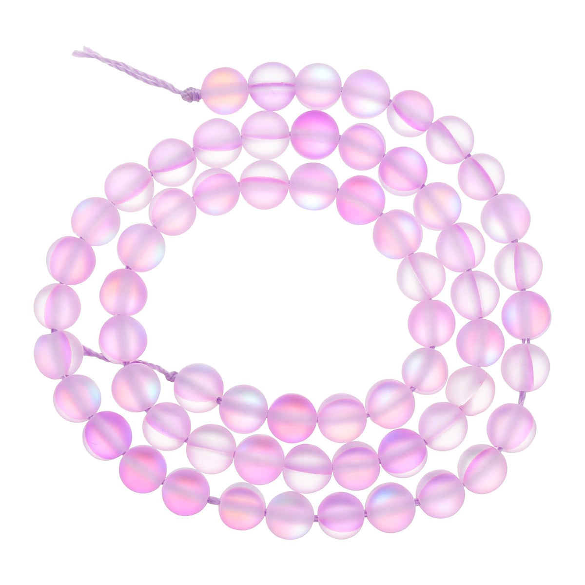 uxcell Matte Crystal Glass Beads 6mm Synthetic Frosted Shining Semi-Precious Round Loose Beads Synthetic Moonstone for Jewelry Making DIY Bracelet, Light Purple