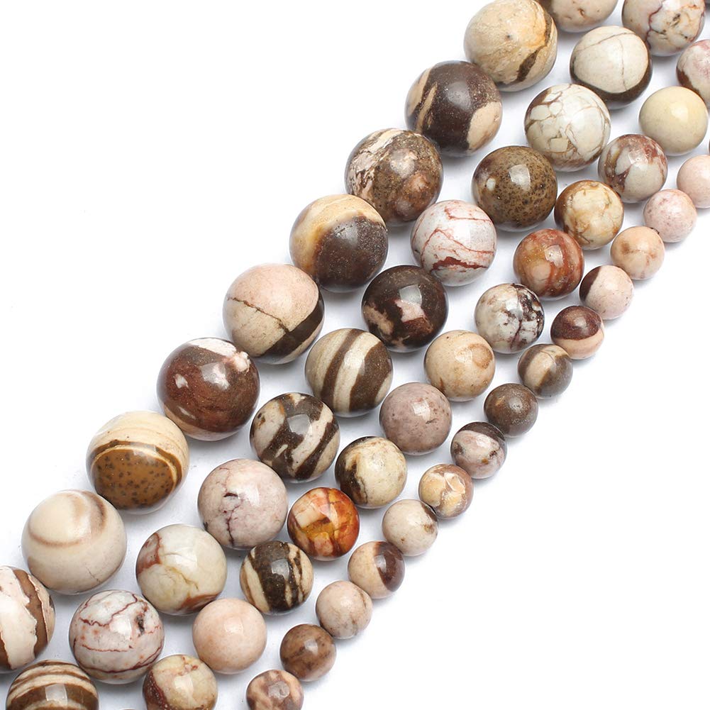 NITOPUPU 10mm 37pcs Australian Zebra Natural Stone Beads for Jewelry Making Supplies, Round Crystal Beads for Bracelets Necklace DIY Crafts