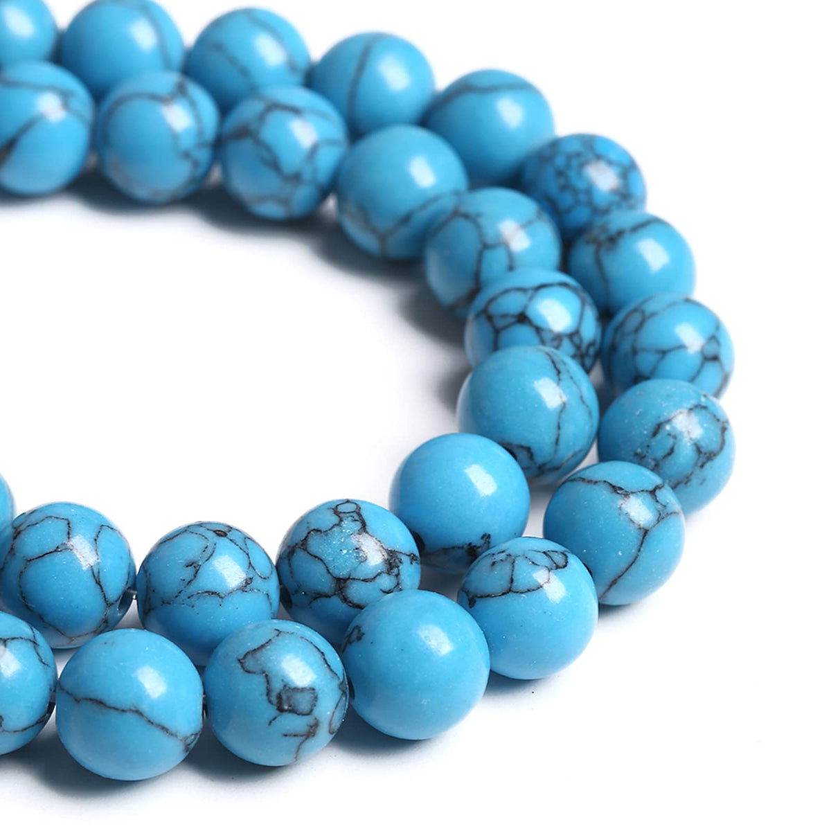 8MM 46PCS Blue Turquoise Spacer Loose Beads for Jewelry Making DIY Bracelet Necklace