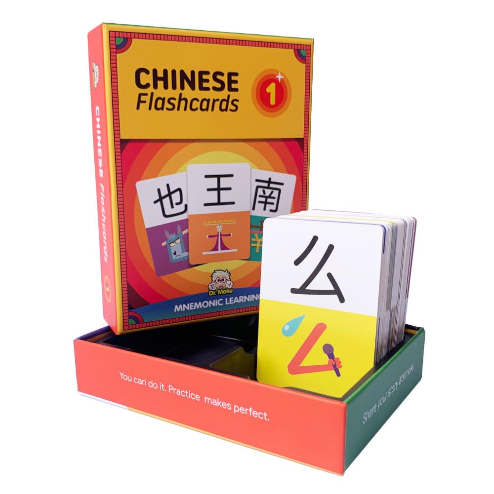 Dr. Moku's Chinese Flash Cards for Beginners - Learn Mandarin Quickly with Mnemonic Memory Tricks - Study 100's of Sample Words - Boost Your Vocabulary with Unforgettable Visual Learning