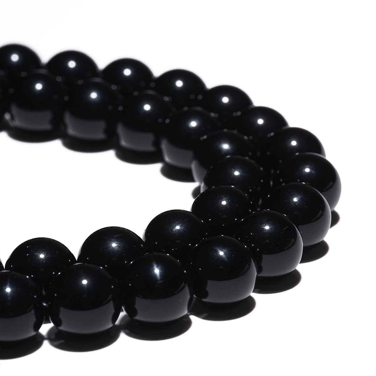 10mm Natural Black Onyx Agate Gemstone Beads Polished Round Smooth Stone Beads for Bracelets Jewelry Making 15inch Loose Beads