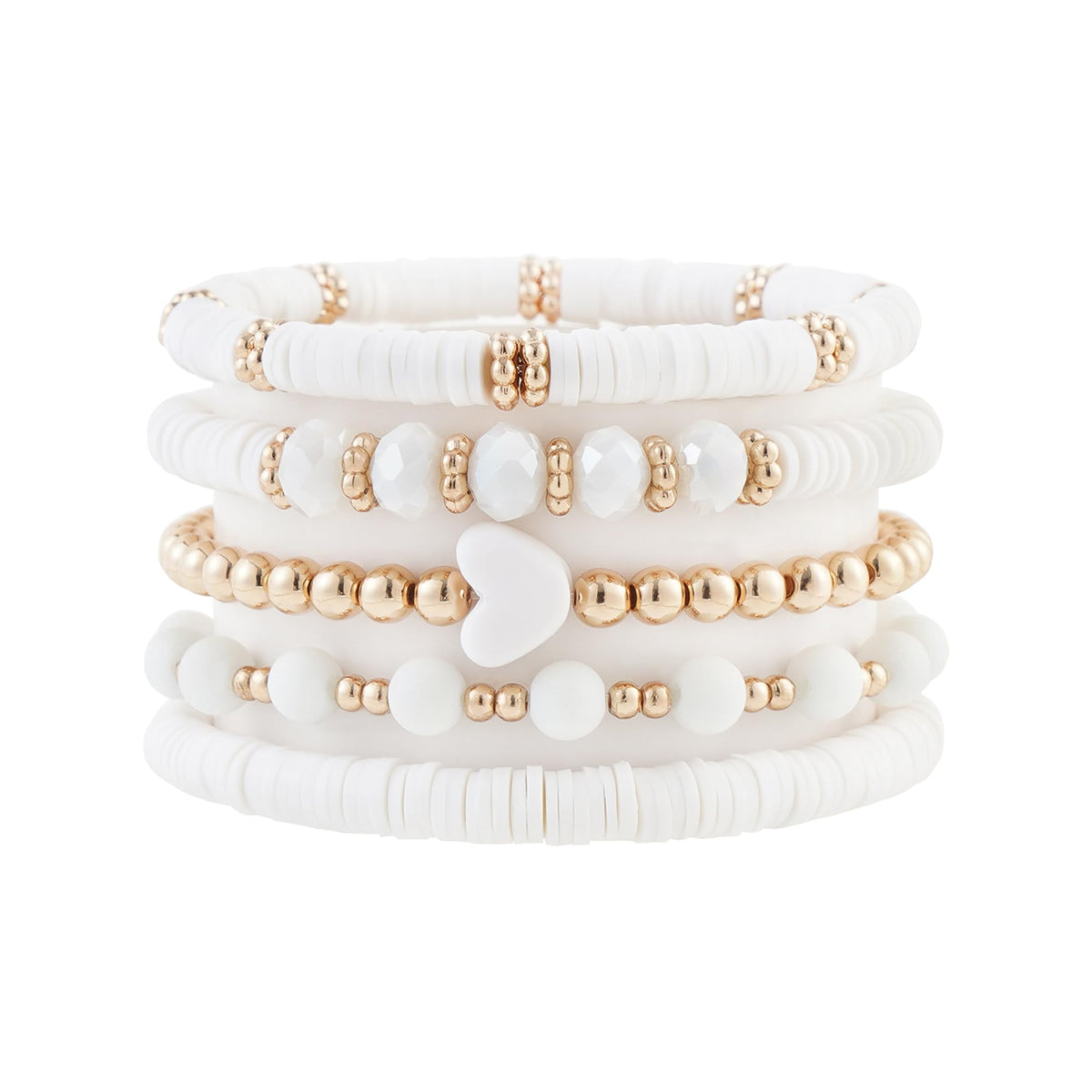 RISHEGAE Heishi Beaded Stretch Bracelets for Women Stackable Polymer Clay Beads Bracelets Friendship Boho Summer Beach Bracelet Jewelry Set