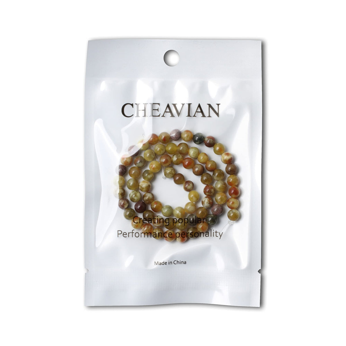 CHEAVIAN 60PCS 6mm Natural Yellowish Green Serpentine Jade Round Loose Stone Beads for Jewelry Making 1 Strand 15"