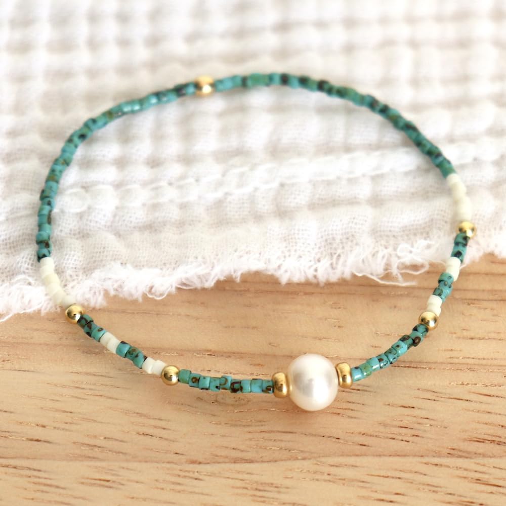 Opalencian Aventurine Pearl Beaded Stackable Bracelet for Women,3PCS/set Stack Green Beads Bracelet Charm Jewelry Gifts Friendship