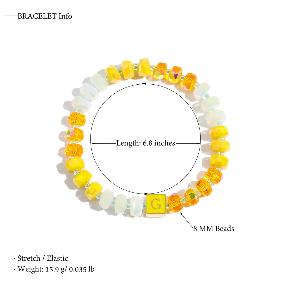 SLYAIH Colorful Beaded Initial Bracelets for Women Boho Crystal Beaded Elastic Stretch Bracelet A-Z Letter Bracelet Handmade Jewelry Gifts for Women