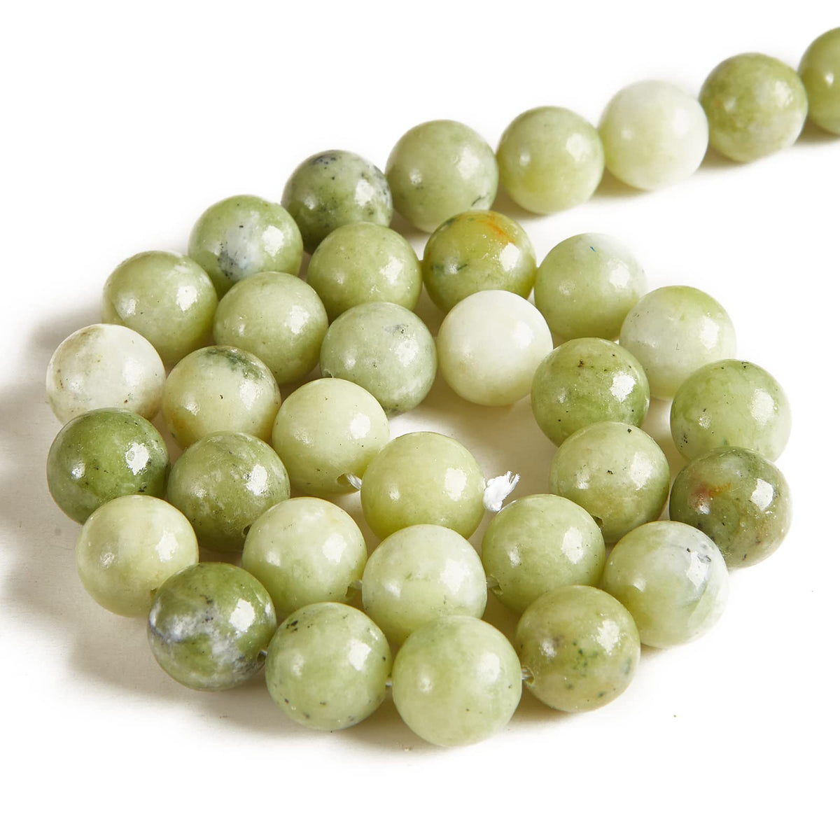 60pcs 6mm Chinese Jade Beads Natural Gemstone Beads Round Loose Beads for Jewelry Making