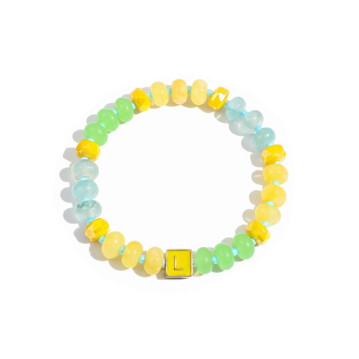 SLYAIH Colorful Beaded Initial Bracelets for Women Boho Crystal Beaded Elastic Stretch Bracelet A-Z Letter Bracelet Handmade Jewelry Gifts for Women