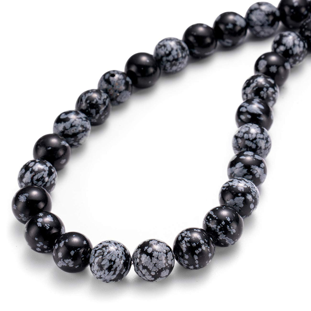 BEADIA Natural Snowflake Obsidian Stone Round Loose Semi Gemstone Beads for Jewelry Making 10MM 38PCS