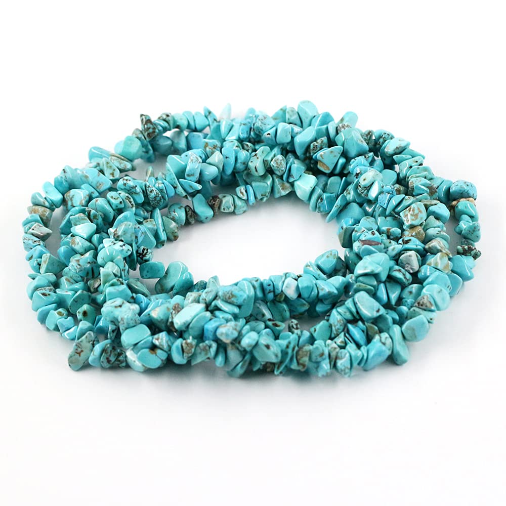 35 inches Chip Stone Loose Gemstones Beads Drilled Strand for Jewelry Making (Blue Turquoise)