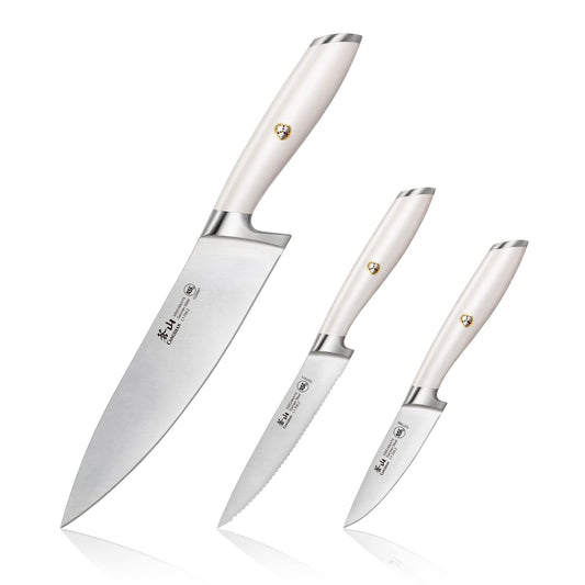 Cangshan L1 Series 3-Piece Starter Knife Set, Forged German Steel, White, 1026924