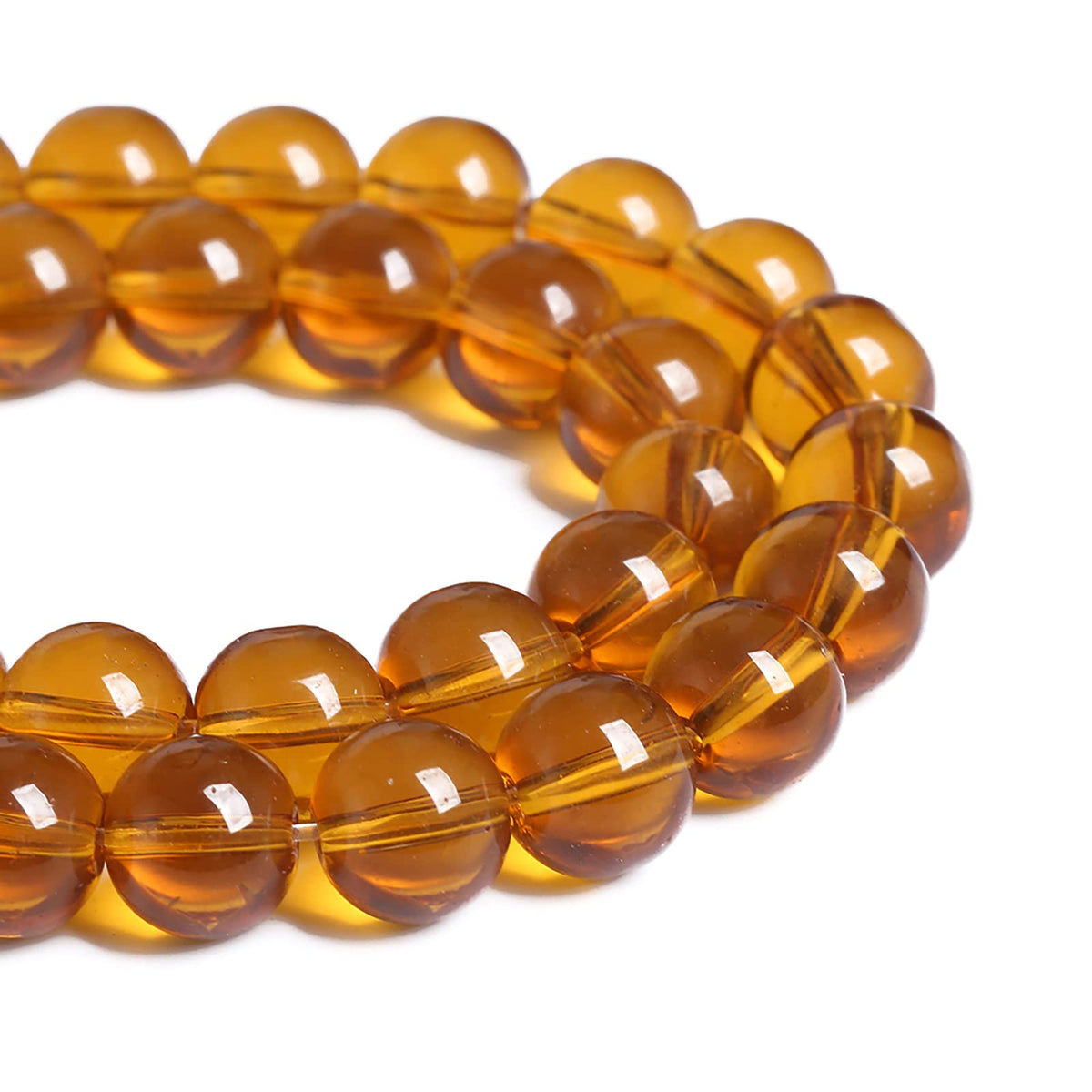 8MM 46PCS Amber Glass Spacer Loose Beads for Jewelry Making DIY Bracelet Necklace
