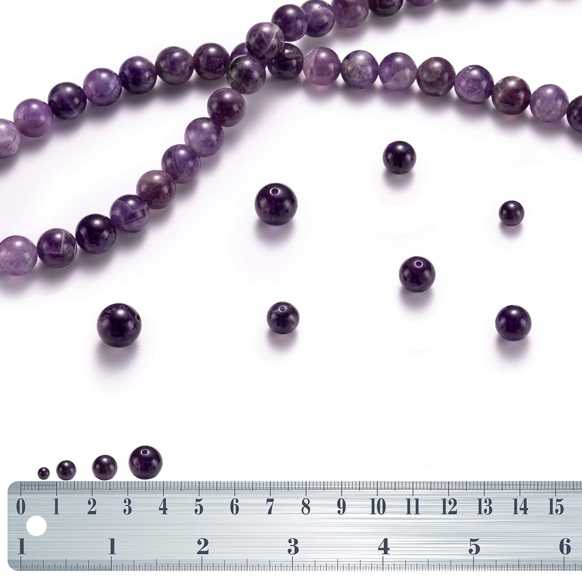 BEADIA Natural Amethyst Crystal Stone Round Loose Semi Gemstone Beads for Jewelry Making 6MM 61PCS