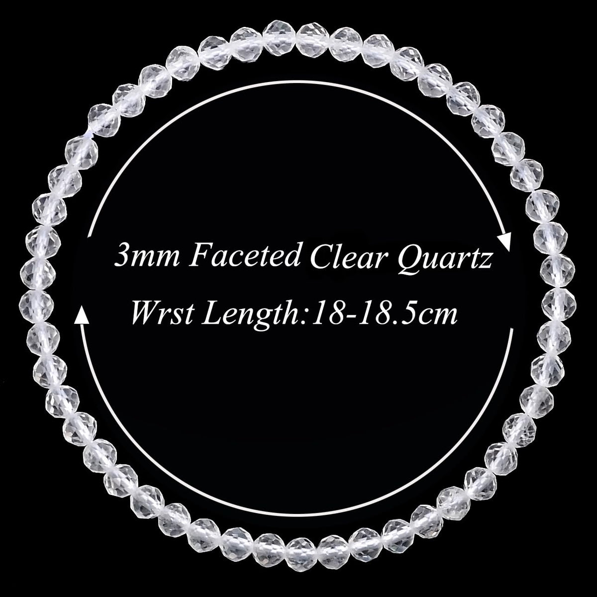 MASSIVE BEADS Natural Genuine Gemstone Beads Healing Crystal Chakra Reiki Jewelry Faceted Round Beads Bracelets (Clear Quartz, 3mm)