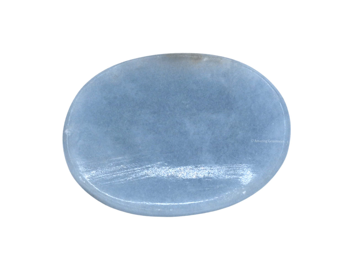 Amazing Gemstone Angelite Worry Stone Crystals & Healing Stones - Worry Stones for Stress Relief Gifts - Piedra Crystal Fidget for Meditation, Relaxation - Unique Stocking Stuffers and Gifts