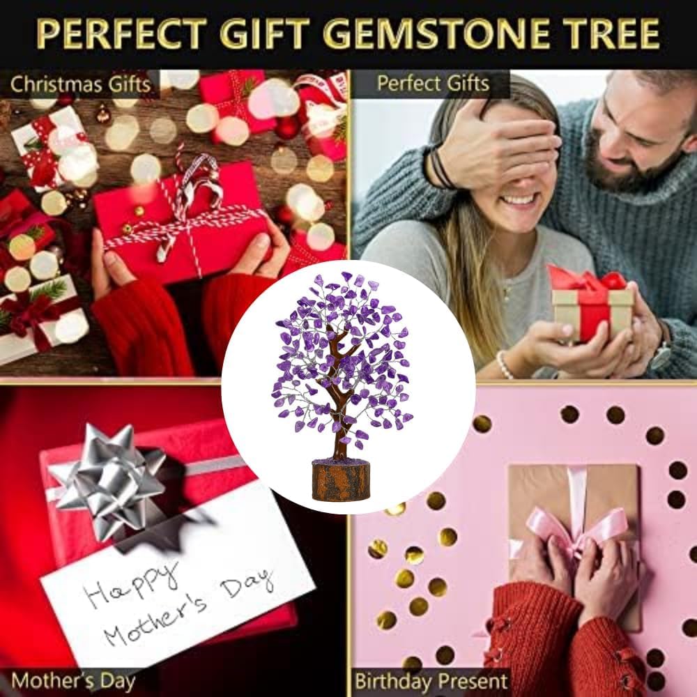 ANAYA AGATE Amethyst Crystal Tree of Life - Handmade Healing Bonsai Purple Tree for Home & Office Decor, Positive Energy & Good Luck, Ideal for Christmas Decor & Birthday Gifts for Women, Men